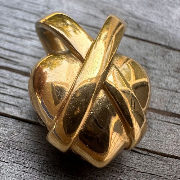"Vintage Nolan Miller Stunning  Puffed Heart Pendant with Crystal Rhines… - Picture 16 of 17